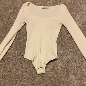Abercrombie & Fitch Beige Ribbed Bodysuit